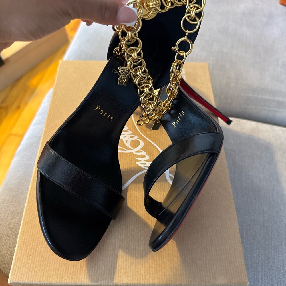 Christian Louboutin Black Heels with Gold Chain